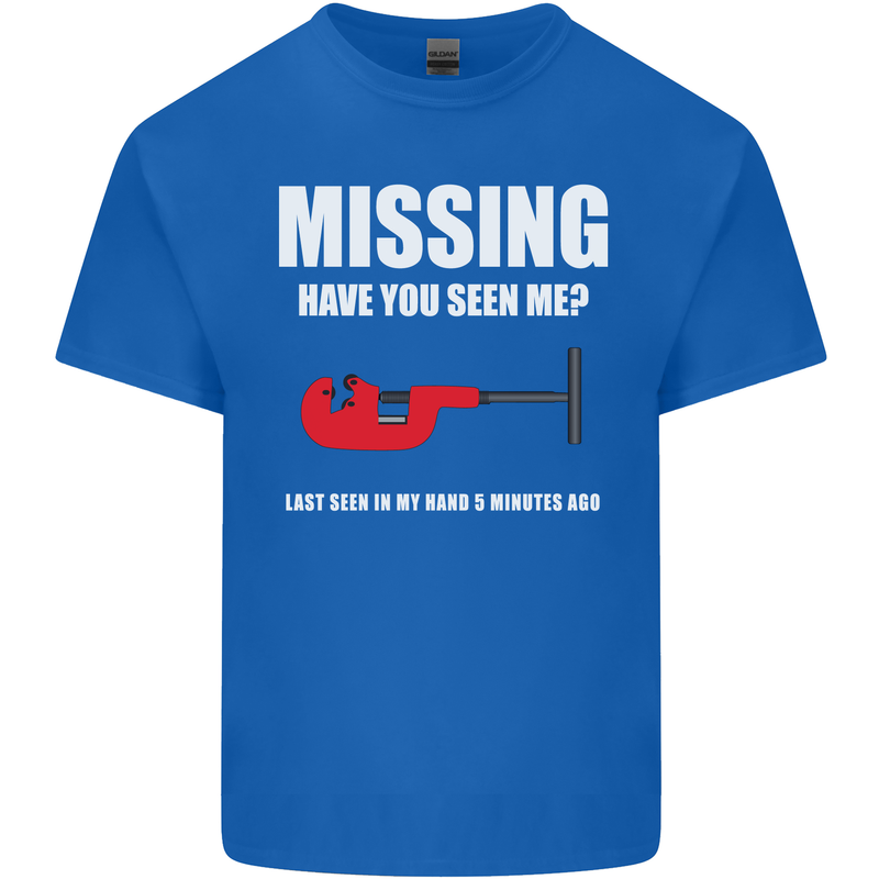 Missing Pipe Cutter Funny Plumer DIY Mens Cotton T-Shirt Tee Top Royal Blue