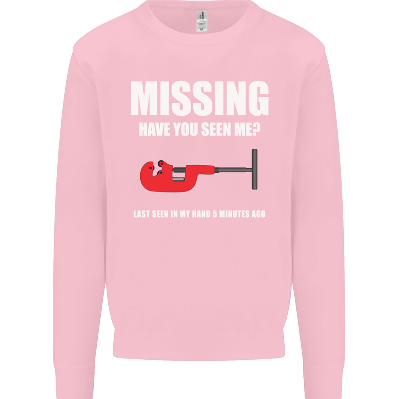 Missing Pipe Cutter Funny Plumer DIY Mens Sweatshirt Jumper Light Pink