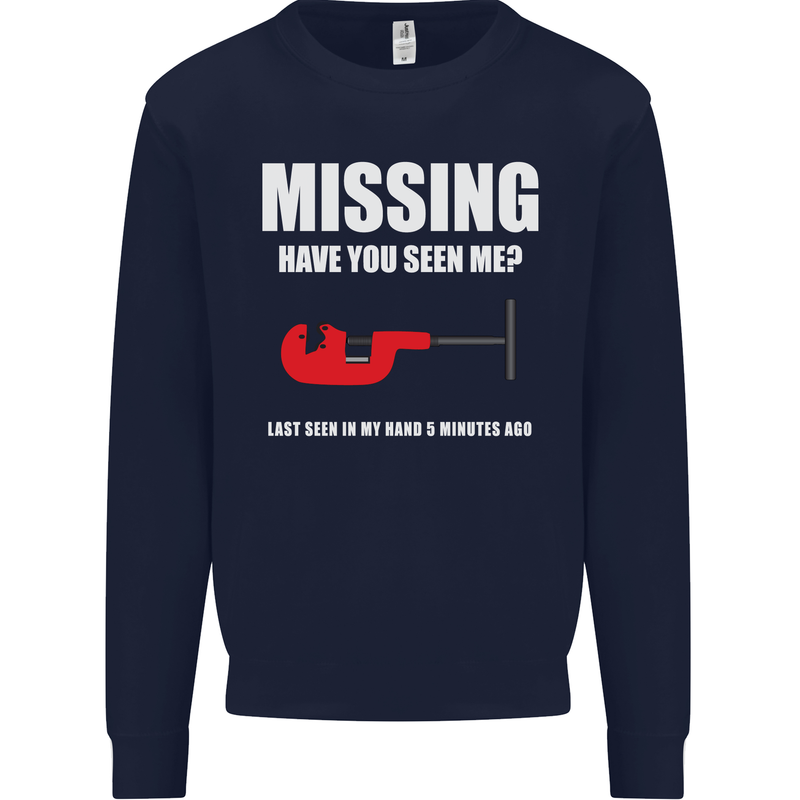 Missing Pipe Cutter Funny Plumer DIY Mens Sweatshirt Jumper Navy Blue
