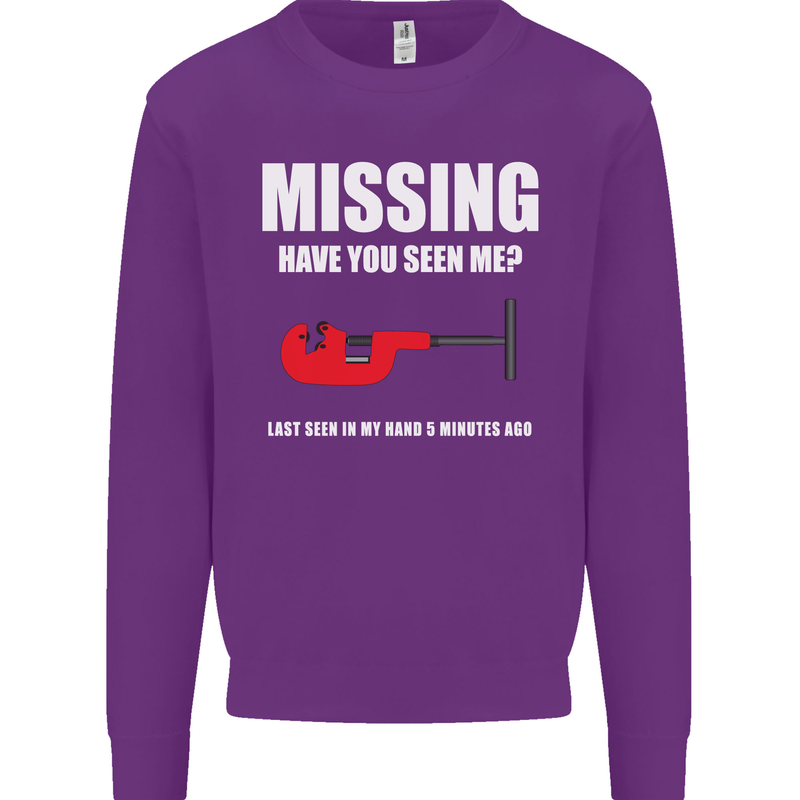 Missing Pipe Cutter Funny Plumer DIY Mens Sweatshirt Jumper Purple