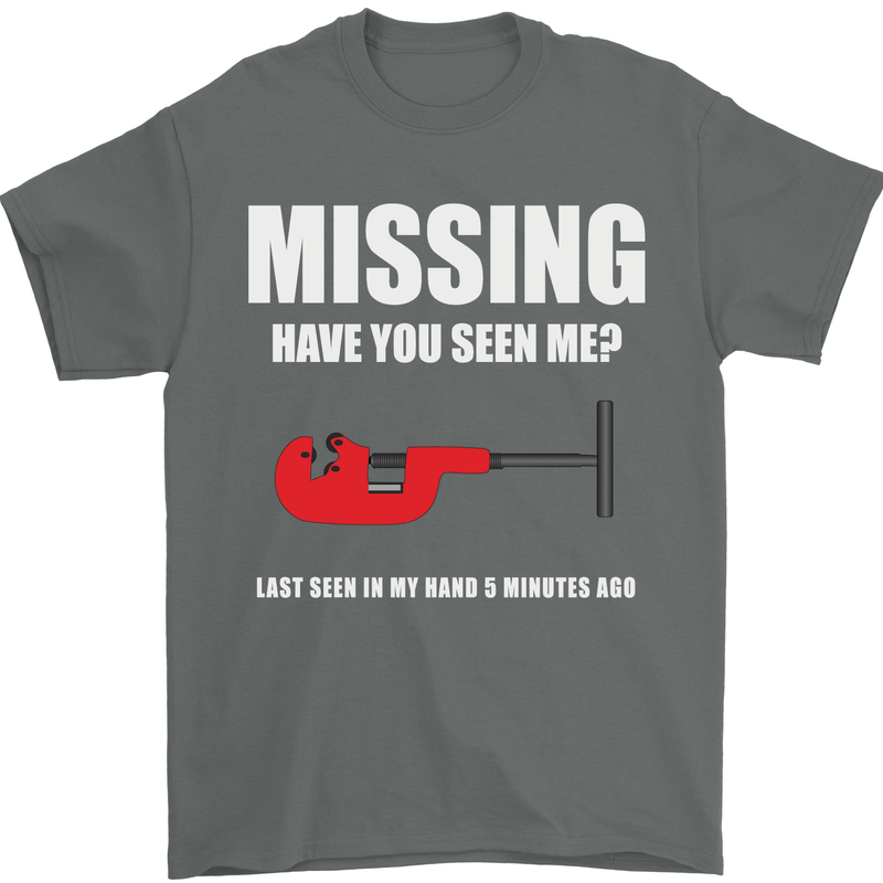 Missing Pipe Cutter Funny Plumer DIY Mens T-Shirt Cotton Gildan Charcoal