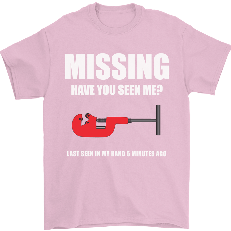 Missing Pipe Cutter Funny Plumer DIY Mens T-Shirt Cotton Gildan Light Pink