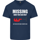 Missing Pipe Cutter Funny Plumer DIY Mens V-Neck Cotton T-Shirt Navy Blue