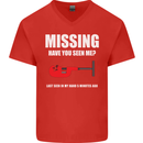Missing Pipe Cutter Funny Plumer DIY Mens V-Neck Cotton T-Shirt Red