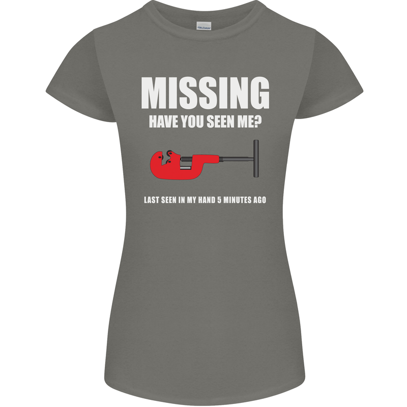 Missing Pipe Cutter Funny Plumer DIY Womens Petite Cut T-Shirt Charcoal