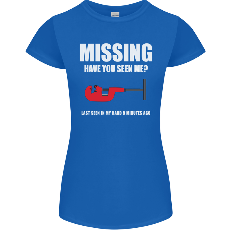 Missing Pipe Cutter Funny Plumer DIY Womens Petite Cut T-Shirt Royal Blue
