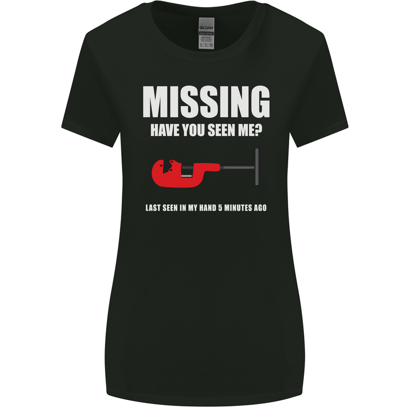 Missing Pipe Cutter Funny Plumer DIY Womens Wider Cut T-Shirt Black