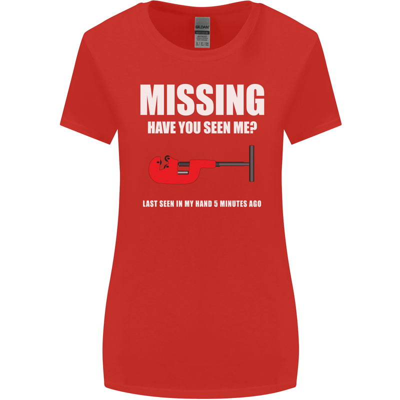 Missing Pipe Cutter Funny Plumer DIY Womens Wider Cut T-Shirt Red