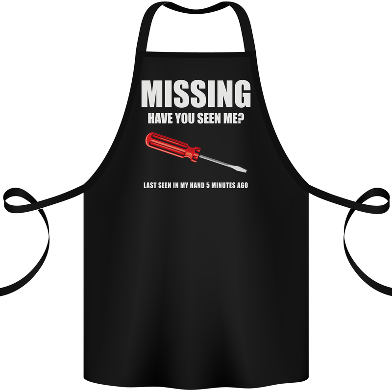 Missing Screwdriver Funny Carpenter DIY Cotton Apron 100% Organic Black