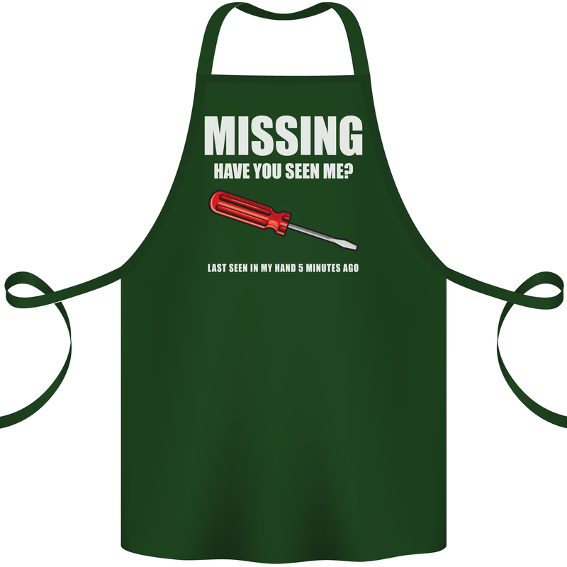 Missing Screwdriver Funny Carpenter DIY Cotton Apron 100% Organic Forest Green