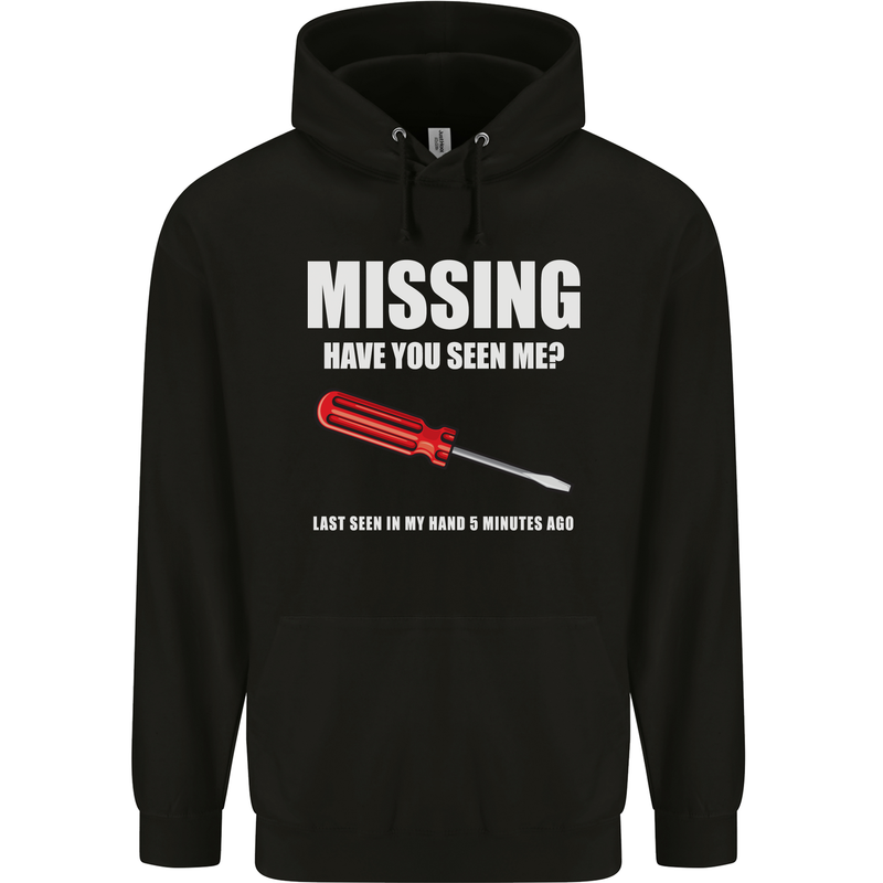 Missing Screwdriver Funny Carpenter DIY Mens 80% Cotton Hoodie Black