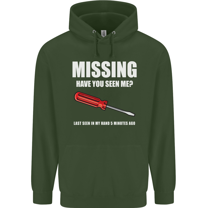 Missing Screwdriver Funny Carpenter DIY Mens 80% Cotton Hoodie Forest Green