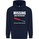 Missing Screwdriver Funny Carpenter DIY Mens 80% Cotton Hoodie Navy Blue