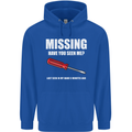 Missing Screwdriver Funny Carpenter DIY Mens 80% Cotton Hoodie Royal Blue