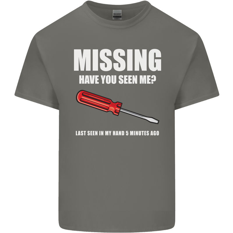 Missing Screwdriver Funny Carpenter DIY Mens Cotton T-Shirt Tee Top Charcoal
