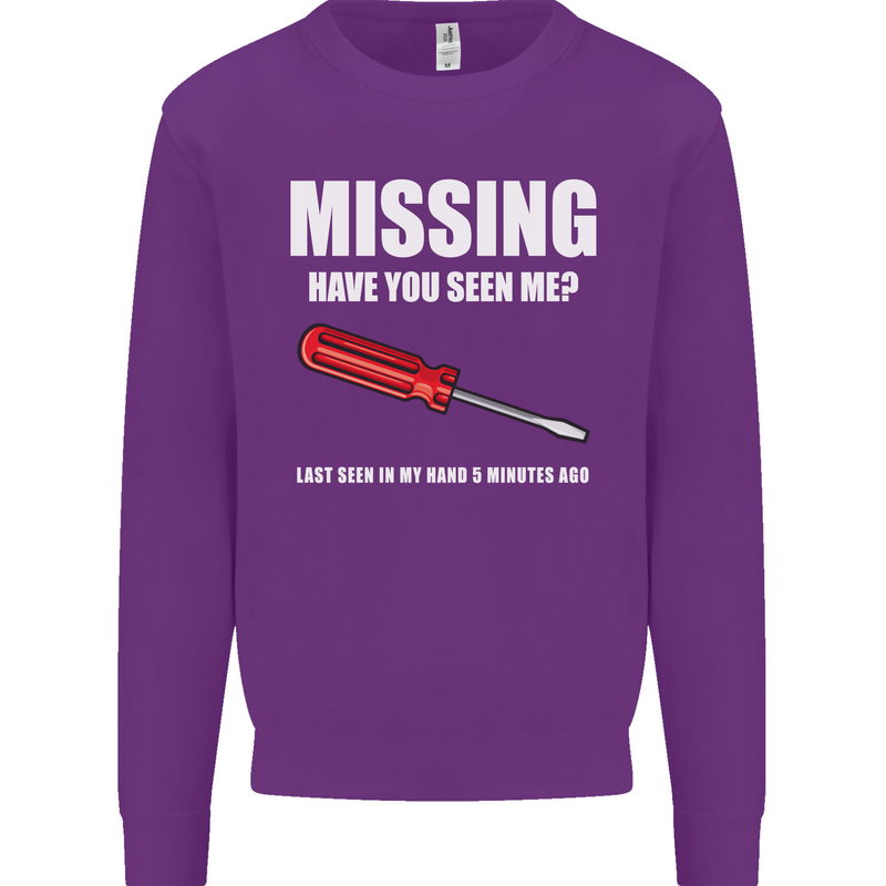 Missing Screwdriver Funny Carpenter DIY Mens Sweatshirt Jumper Purple