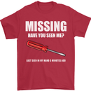 Missing Screwdriver Funny Carpenter DIY Mens T-Shirt Cotton Gildan Red