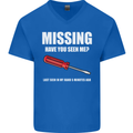 Missing Screwdriver Funny Carpenter DIY Mens V-Neck Cotton T-Shirt Royal Blue