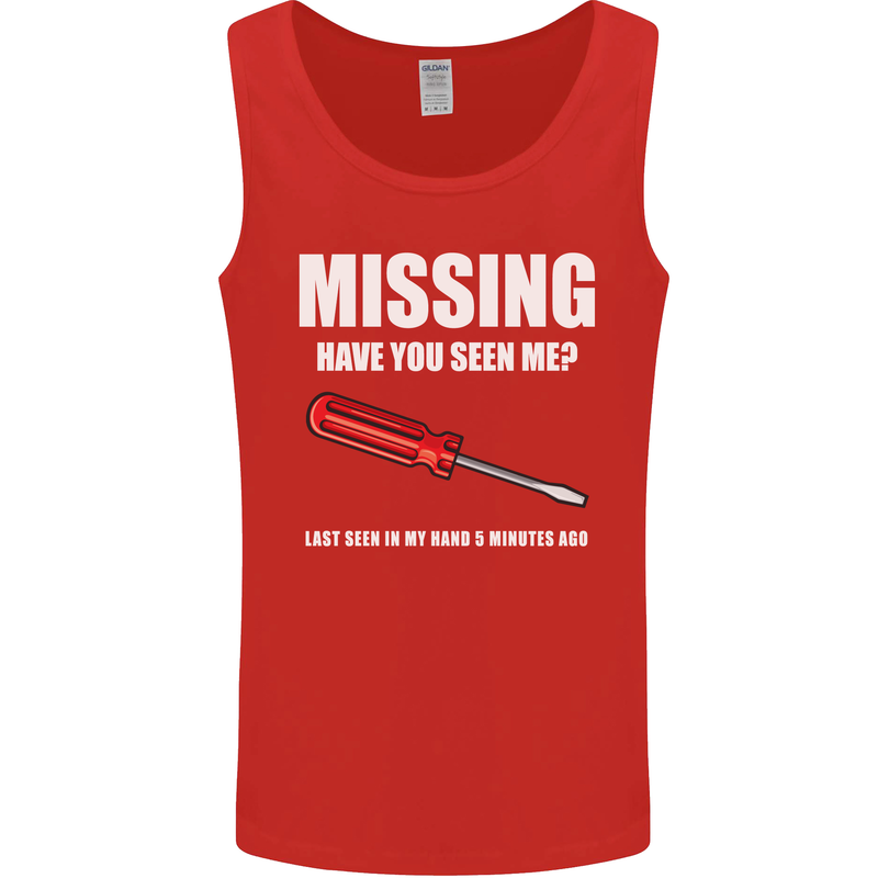 Missing Screwdriver Funny Carpenter DIY Mens Vest Tank Top Red