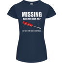 Missing Screwdriver Funny Carpenter DIY Womens Petite Cut T-Shirt Navy Blue