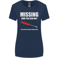 Missing Screwdriver Funny Carpenter DIY Womens Wider Cut T-Shirt Navy Blue