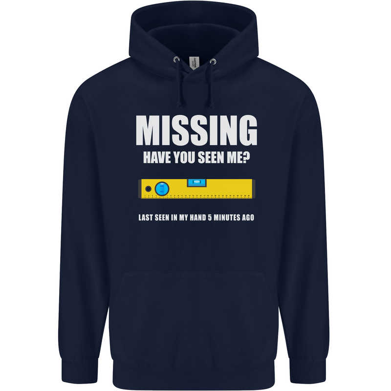 Missing Spirit Level Builder Bricklayer Mens 80% Cotton Hoodie Navy Blue