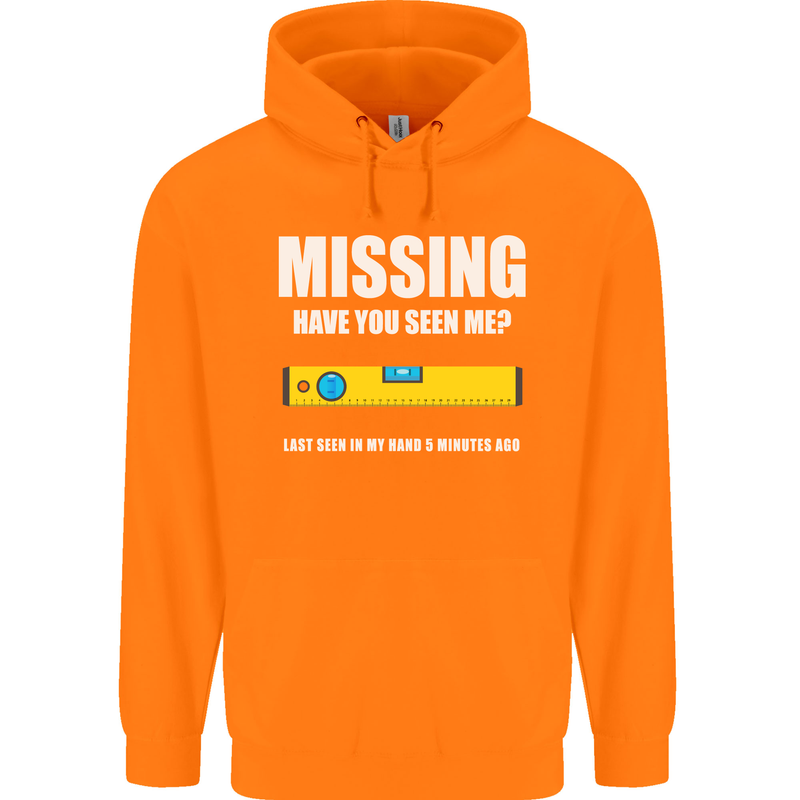 Missing Spirit Level Builder Bricklayer Mens 80% Cotton Hoodie Orange