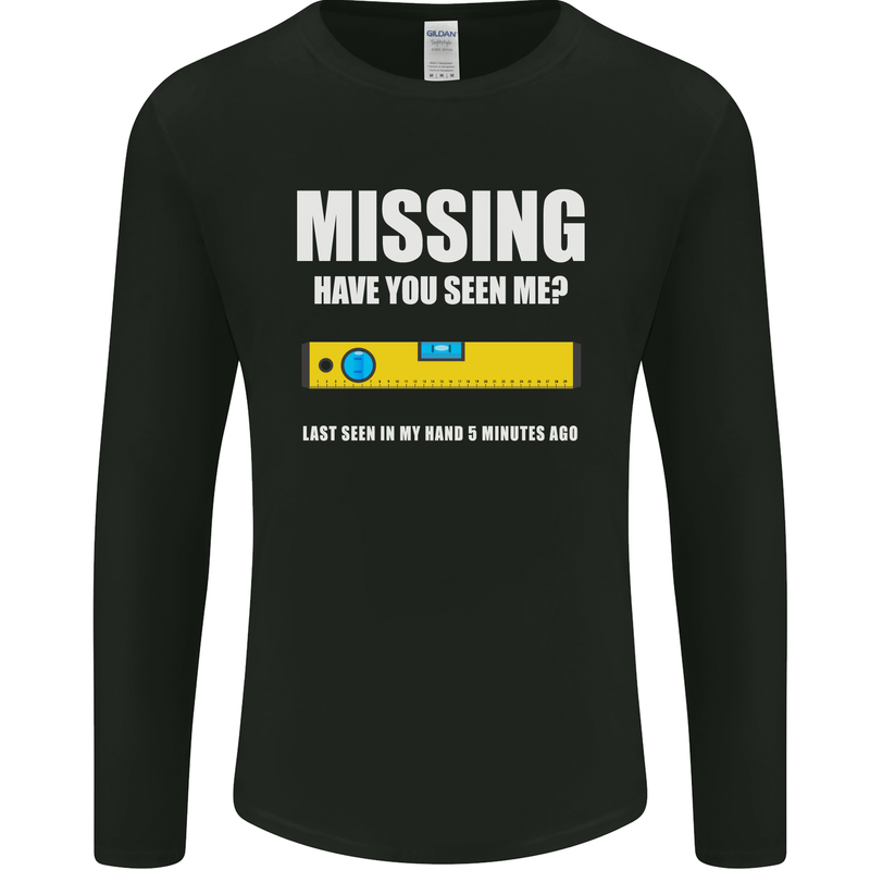 Missing Spirit Level Builder Bricklayer Mens Long Sleeve T-Shirt Black