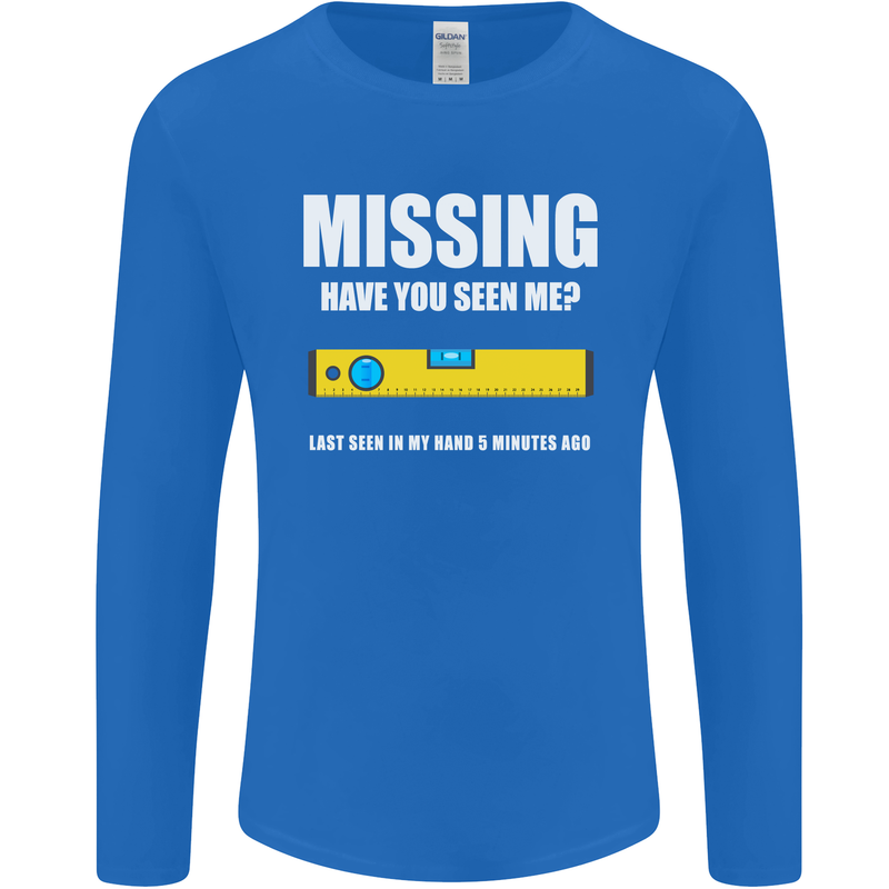 Missing Spirit Level Builder Bricklayer Mens Long Sleeve T-Shirt Royal Blue