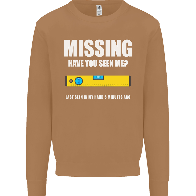 Missing Spirit Level Builder Bricklayer Mens Sweatshirt Jumper Caramel Latte