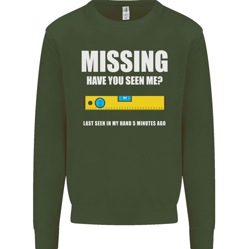Missing Spirit Level Builder Bricklayer Mens Sweatshirt Jumper Forest Green