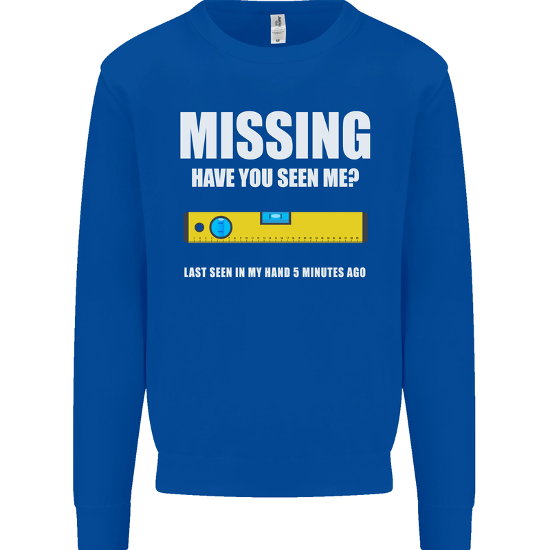 Missing Spirit Level Builder Bricklayer Mens Sweatshirt Jumper Royal Blue