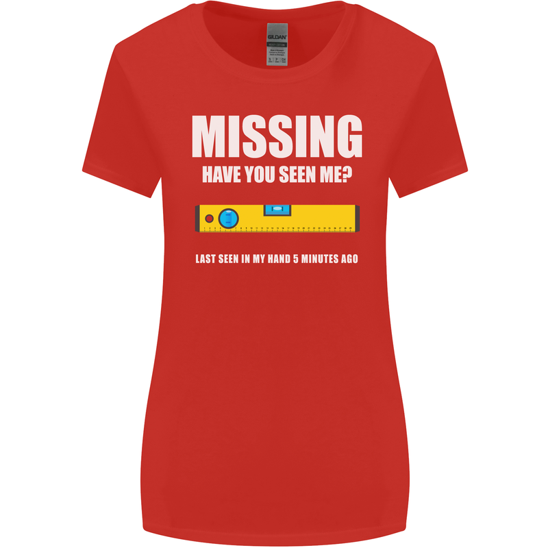 Missing Spirit Level Builder Bricklayer Womens Wider Cut T-Shirt Red