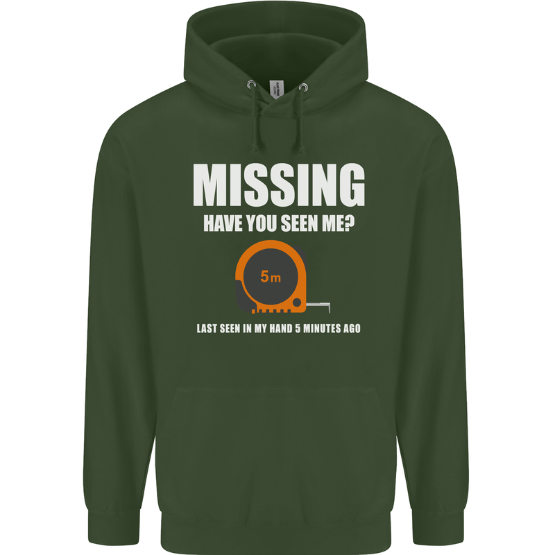 Missing Tape Measure Funny Carpenter DIY Mens 80% Cotton Hoodie Forest Green