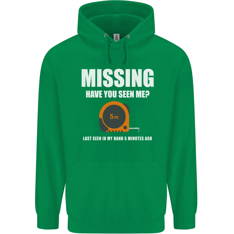 Missing Tape Measure Funny Carpenter DIY Mens 80% Cotton Hoodie Irish Green