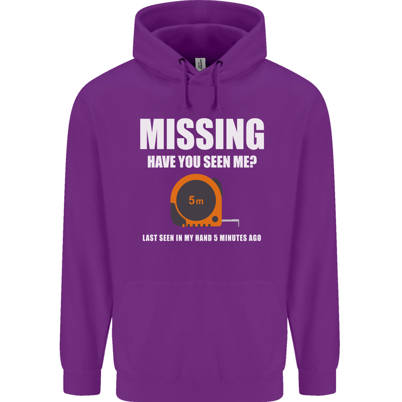 Missing Tape Measure Funny Carpenter DIY Mens 80% Cotton Hoodie Purple
