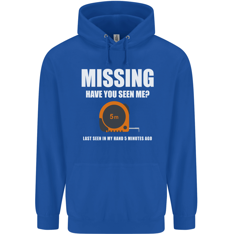 Missing Tape Measure Funny Carpenter DIY Mens 80% Cotton Hoodie Royal Blue