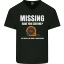Missing Tape Measure Funny Carpenter DIY Mens V-Neck Cotton T-Shirt Black