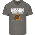 Missing Tape Measure Funny Carpenter DIY Mens V-Neck Cotton T-Shirt Charcoal