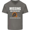 Missing Tape Measure Funny Carpenter DIY Mens V-Neck Cotton T-Shirt Charcoal
