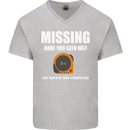Missing Tape Measure Funny Carpenter DIY Mens V-Neck Cotton T-Shirt Sports Grey