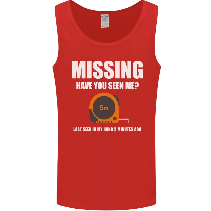 Missing Tape Measure Funny Carpenter DIY Mens Vest Tank Top Red