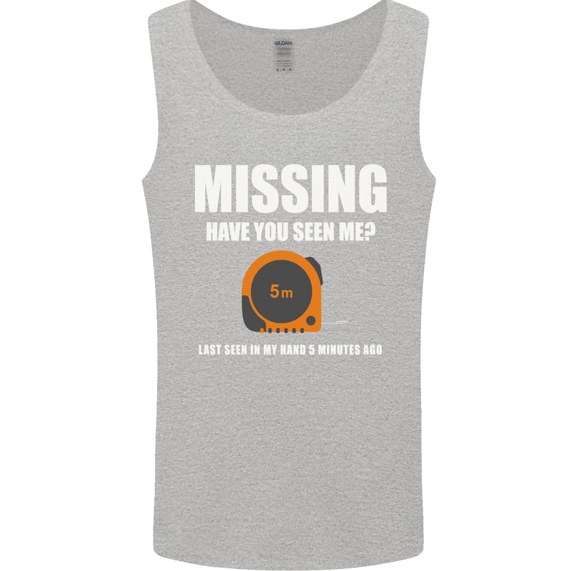 Missing Tape Measure Funny Carpenter DIY Mens Vest Tank Top Sports Grey