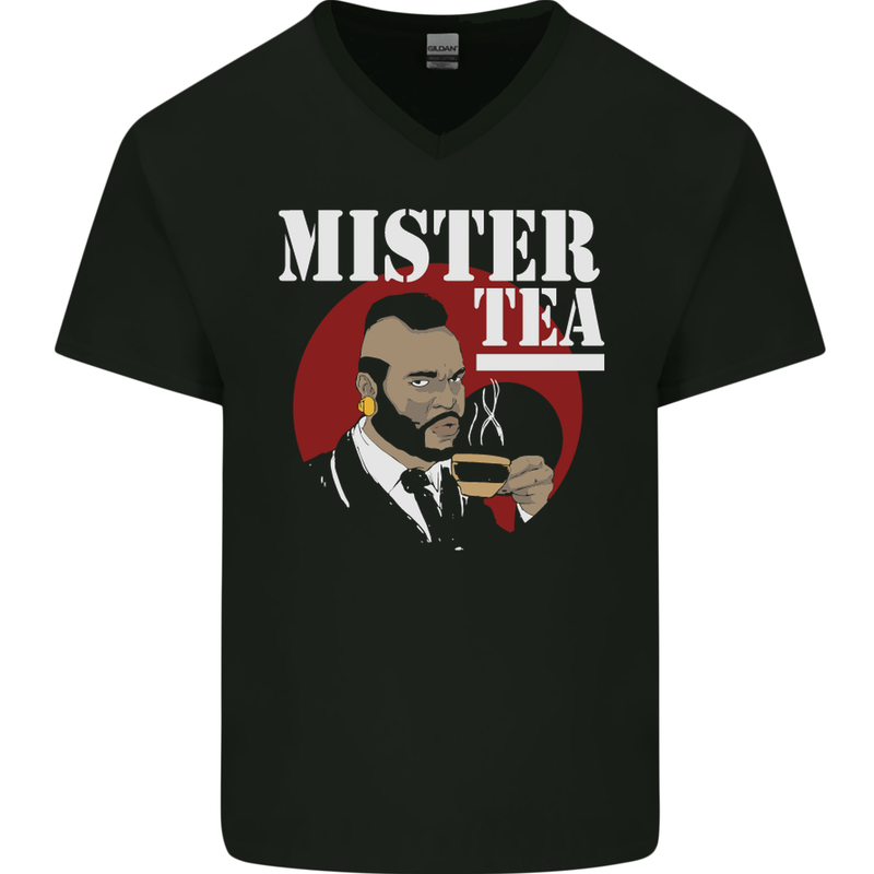 Mister Tea Funny A-Team Parody Mens V-Neck Cotton T-Shirt Black