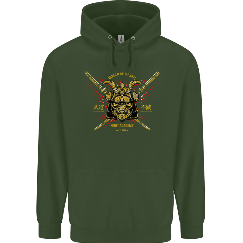 Mixed Martial Arts Fight Academy MMA Mens 80% Cotton Hoodie Forest Green