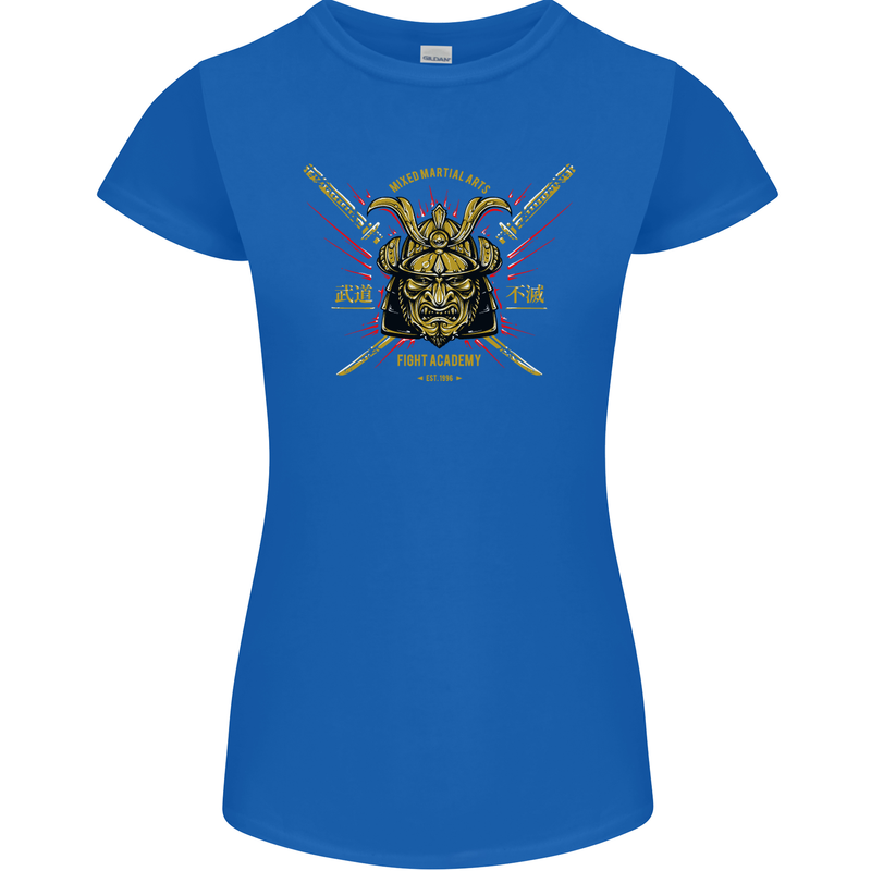Mixed Martial Arts Fight Academy MMA Womens Petite Cut T-Shirt Royal Blue