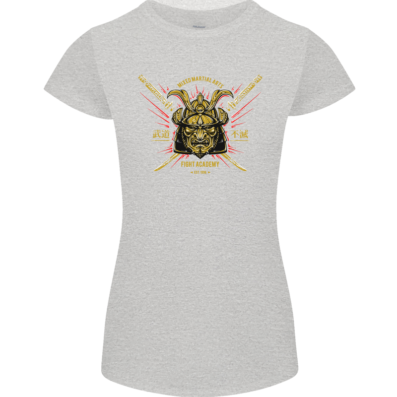 Mixed Martial Arts Fight Academy MMA Womens Petite Cut T-Shirt Sports Grey