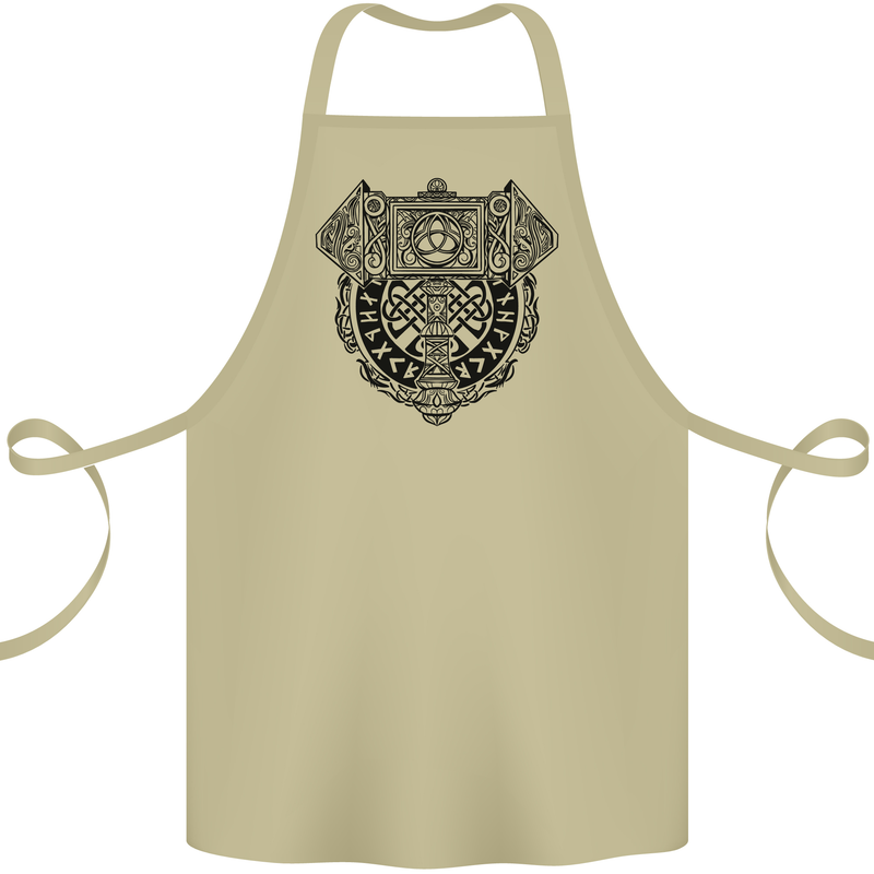 Mjolnir Thor Viking Hammer Cotton Apron 100% Organic Khaki