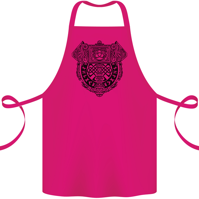 Mjolnir Thor Viking Hammer Cotton Apron 100% Organic Pink