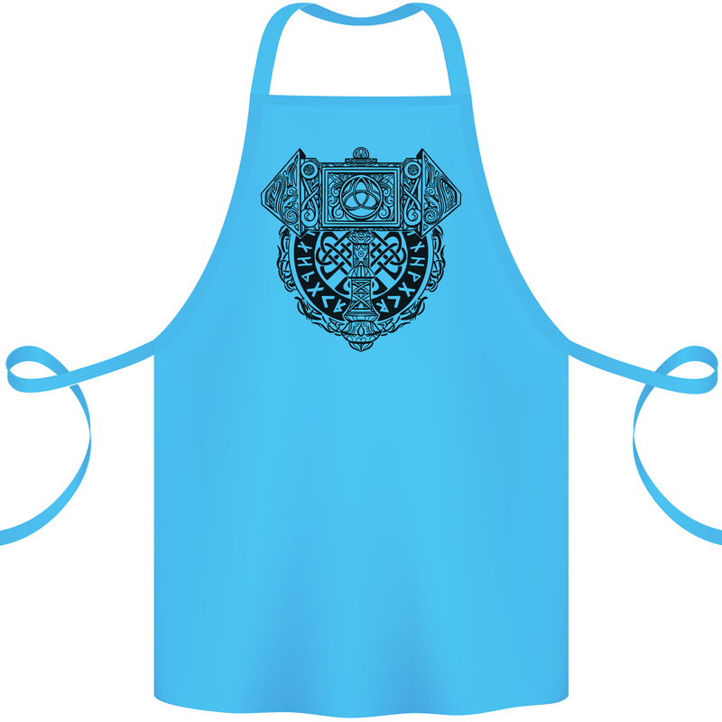 Mjolnir Thor Viking Hammer Cotton Apron 100% Organic Turquoise